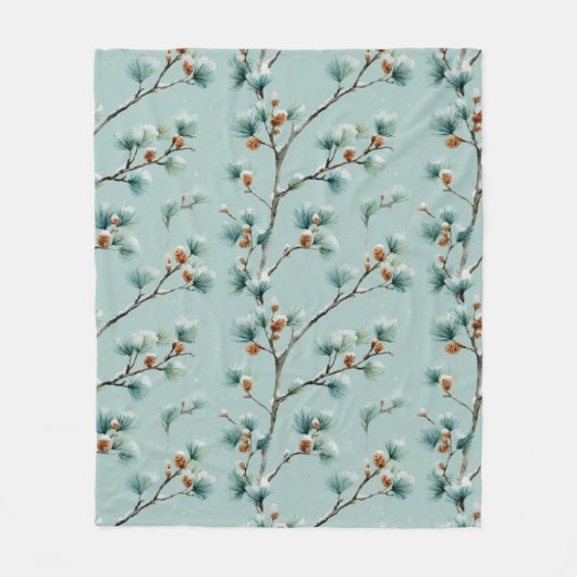 Schneegewächse Kiefernzweige Winter Pattern Fleece (Vorderseite)