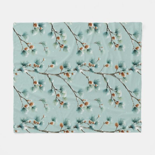 Schneegewächse Kiefernzweige Winter Pattern Fleece (Vorderseite (Horizontal))