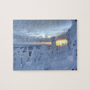 Schneeghost am Sonnenuntergang am Whitefish Mounta Puzzle