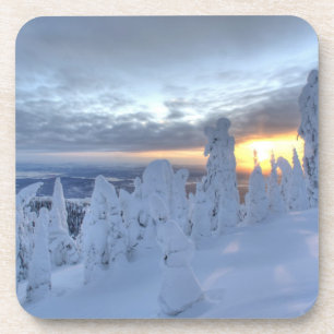 Schneeghosts bei Sonnenuntergang am Whitefish Moun Untersetzer