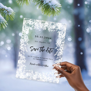 Schneeglitter Winter Klare Hochzeit Save-the-Date- Acryleinladungen