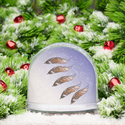 Schneeglobe - Braune Federn Floating Schneekugeln (Weihnachten)