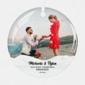 Schneeglobe-Effekt 1. Weihnachtsfeier Verlobt 2-Fo Ornament Aus Metall (Vorderseite)