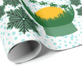 Schneeglobe, grünes Umhüllungspapier Geschenkpapier (Rolleneckpunkt)