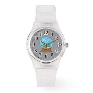 Schneeglobe mit drei Gnome-Würfeln Armbanduhr