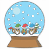 Schneeglobe mit drei Gnome-Würfeln Aufkleber (Vorderseite)
