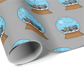 Schneeglobe mit drei Gnome-Würfeln Geschenkpapier (Rolleneckpunkt)