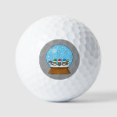 Schneeglobe mit drei Gnome-Würfeln Golfball (Vorderseite)