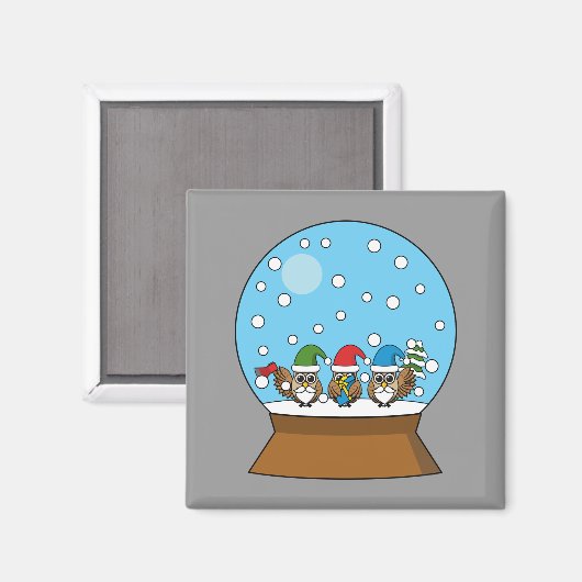 Schneeglobe mit drei Gnome-Würfeln Magnet (Vorderseite/Rückseite)