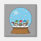 Schneeglobe mit drei Gnome-Würfeln Magnet (Vorne)