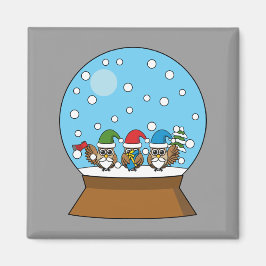Schneeglobe mit drei Gnome-Würfeln Magnet