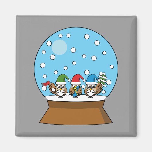 Schneeglobe mit drei Gnome-Würfeln Magnet (Vorne)