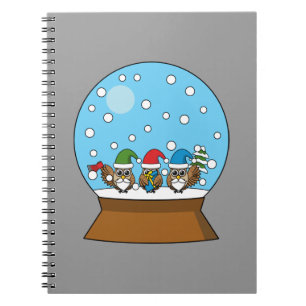 Schneeglobe mit drei Gnome-Würfeln Notizblock