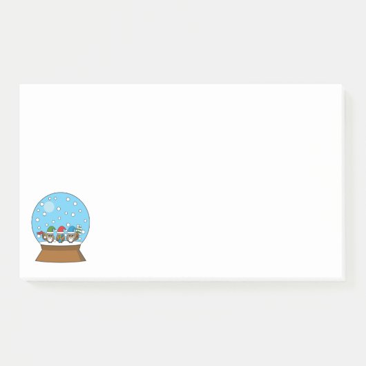 Schneeglobe mit drei Gnome-Würfeln Post-it Klebezettel (Vorderseite)