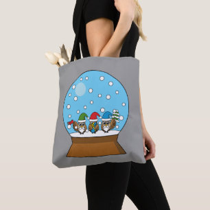 Schneeglobe mit drei Gnome-Würfeln Tasche