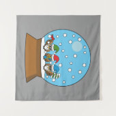 Schneeglobe mit drei Gnome-Würfeln Wandteppich (Vorderseite (Horizontal))