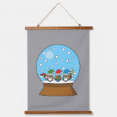 Schneeglobe mit drei Gnome-Würfeln Wandteppich Mit Holzrahmen (Vorderseite)