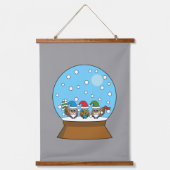 Schneeglobe mit drei Gnome-Würfeln Wandteppich Mit Holzrahmen (Vorderseite 2)