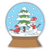 Schneeglobe mit Kardinal Snowman und Pine Tree Aufkleber (Vorderseite)
