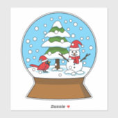 Schneeglobe mit Kardinal Snowman und Pine Tree Aufkleber (Blatt)