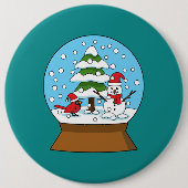 Schneeglobe mit Kardinal Snowman und Pine Tree Button (Vorderseite)