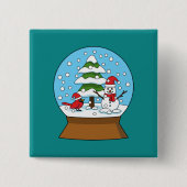 Schneeglobe mit Kardinal Snowman und Pine Tree Button (Vorderseite)