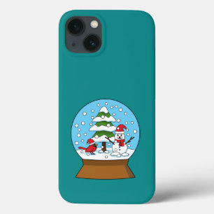 Schneeglobe mit Kardinal Snowman und Pine Tree Case-Mate iPhone Hülle