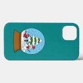 Schneeglobe mit Kardinal Snowman und Pine Tree Case-Mate iPhone Hülle (Rückseite (Horizontal))