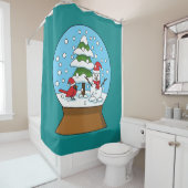 Schneeglobe mit Kardinal Snowman und Pine Tree Duschvorhang (Beispiel)
