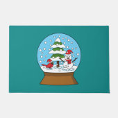 Schneeglobe mit Kardinal Snowman und Pine Tree Fußmatte (Vorderseite)