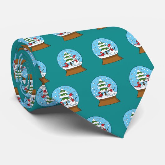 Schneeglobe mit Kardinal Snowman und Pine Tree Krawatte (Gerollt)