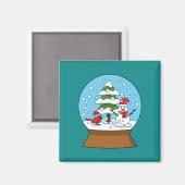Schneeglobe mit Kardinal Snowman und Pine Tree Magnet (Vorderseite/Rückseite)