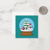 Schneeglobe mit Kardinal Snowman und Pine Tree Mitteilungskarte (Vorderseite/Rückseite Beispiel)