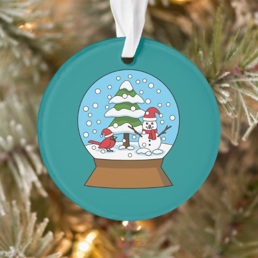 Schneeglobe mit Kardinal Snowman und Pine Tree Ornament (Baum)