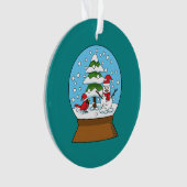 Schneeglobe mit Kardinal Snowman und Pine Tree Ornament (Vorderseite)