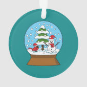 Schneeglobe mit Kardinal Snowman und Pine Tree Ornament (Rückseite)