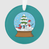 Schneeglobe mit Kardinal Snowman und Pine Tree Ornament (Vorderseite)