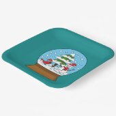 Schneeglobe mit Kardinal Snowman und Pine Tree Pappteller (Gewinkelt)