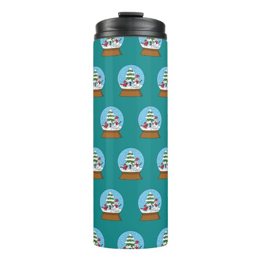 Schneeglobe mit Kardinal Snowman und Pine Tree Thermosbecher (Vorderseite)