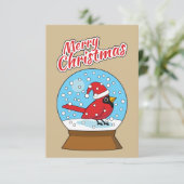 Schneeglobe mit Niedlichem rotem Kardinal (Stehend Vorderseite)