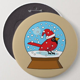 Schneeglobe mit Niedlichem rotem Kardinal Button