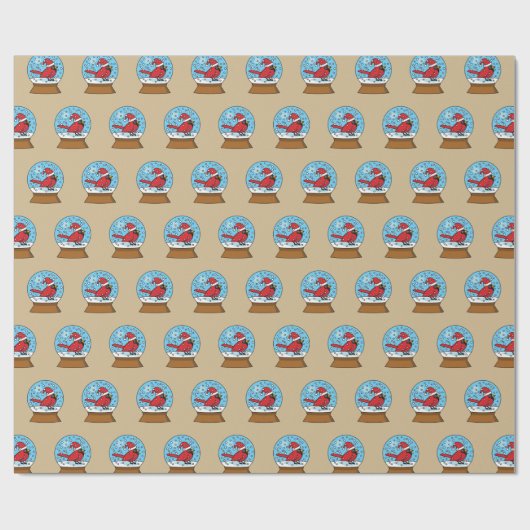 Schneeglobe mit Niedlichem rotem Kardinal Geschenkpapier (Flach)