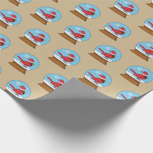 Schneeglobe mit Niedlichem rotem Kardinal Geschenkpapier (Ecke)