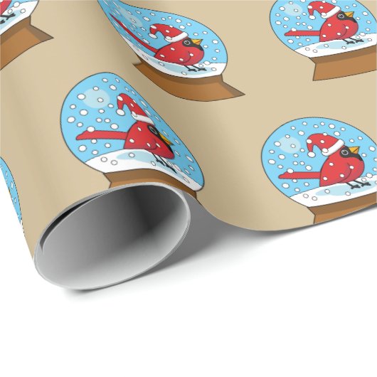 Schneeglobe mit Niedlichem rotem Kardinal Geschenkpapier (Rolleneckpunkt)