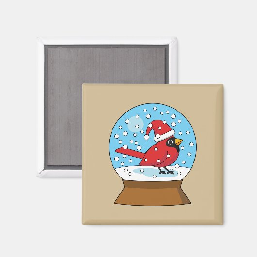 Schneeglobe mit Niedlichem rotem Kardinal Magnet (Vorderseite/Rückseite)