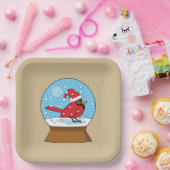 Schneeglobe mit Niedlichem rotem Kardinal Pappteller (Party)