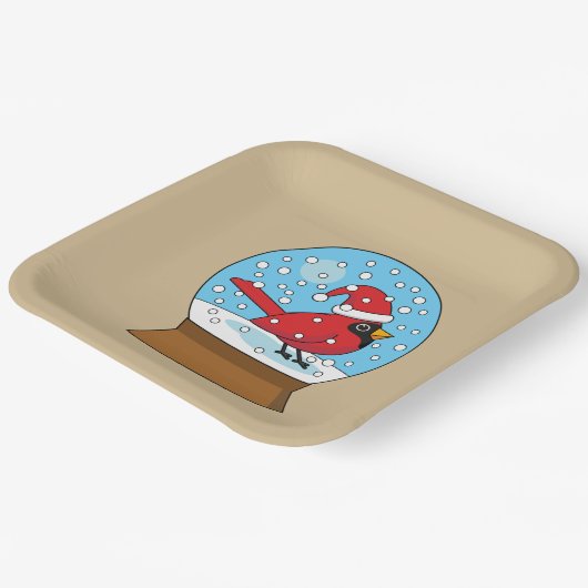 Schneeglobe mit Niedlichem rotem Kardinal Pappteller (Gewinkelt)