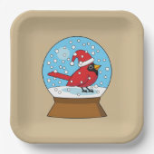 Schneeglobe mit Niedlichem rotem Kardinal Pappteller (Vorderseite)