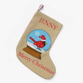 Schneeglobe mit Niedlichem rotem Kardinal | Person Kleiner Weihnachtsstrumpf (Vorderansicht (hängend))