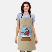 Schneeglobe mit Niedlichem rotem Kardinal Schürze (Getragen)